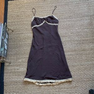 Vintage lace trim silk midi dress